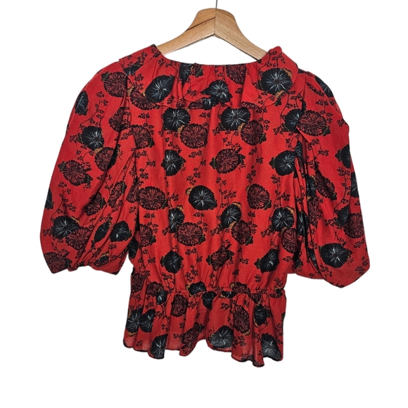 Ulla Johnson Nadya Poppy Blouse Red Floral Size 4 - Picture 3 of 8